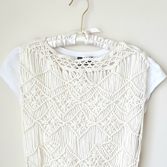 Macrame "Topper" Ivory Cotton Denim & Supply Long Fringe - Picture 2 of 6